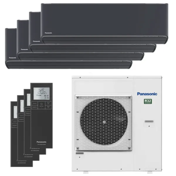 Quadri split PANASONIC Etherea Graphite CU-4Z80TBE 8kW tailles 20 + 20 + 25 + 35 CS-XZ20ZKEW-H (x2)+CS-XZ25ZKEW-H+CS-XZ35ZKEW-H