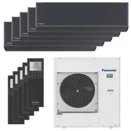 Penta split Etherea Graphite CU-5Z90TBE 9kW tailles 25 + 25 + 25 + 25 + 35 Mural Panasonic CS-XZ25ZKEW-H (x4) + CS-XZ35ZKEW-H