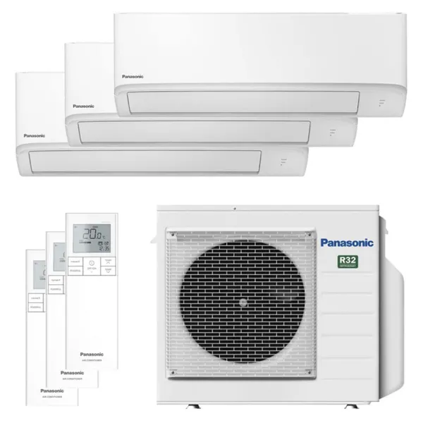 Tri split PANASONIC Mural TZ CU-3Z52TBE 5.2kW tailles 25 + 25 + 25 WiFi de série CS-TZ25ZKEW + CS-TZ25ZKEW + CS-TZ25ZKEW
