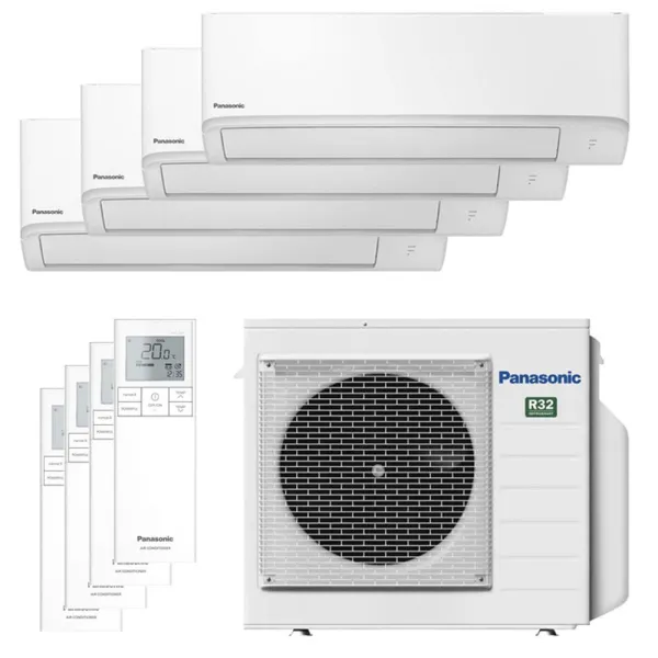 Quadri split PANASONIC Mural TZ CU-4Z68TBE 6.8kW tailles 16 + 16 + 16 + 35 WiFi de série CS-MTZ16ZKE (x3) + CS-TZ35ZKEW