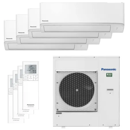 Quadri split PANASONIC Mural TZ CU-4Z80TBE 8kW tailles 16 + 16 + 16 + 50 WiFi de série CS-MTZ16ZKE (x3) + CS-TZ50ZKEW