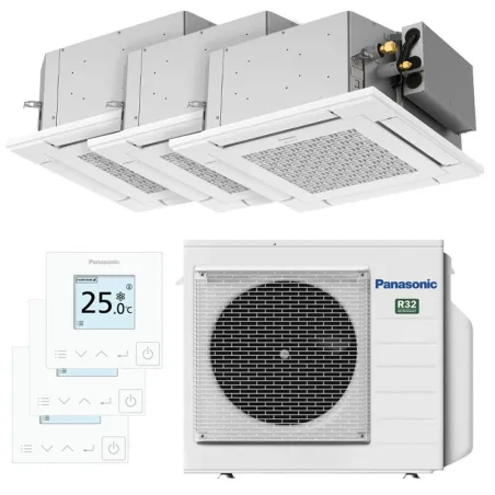 Tri split PANASONIC Cassette PY3 CU-3Z68TBE 6.8kW tailles 20 + 25 + 35 Cassette 4 voies 60x60 S-M20PY3E + S-25PY3E + S-35PY3E