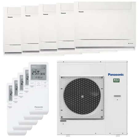 Penta split PANASONIC Console UFE CU-5Z90TBE 9kW tailles 20 + 20 + 20 + 25 + 25 CS-MZ20UFEA (x3) + CS-Z25UFEAW (x2)