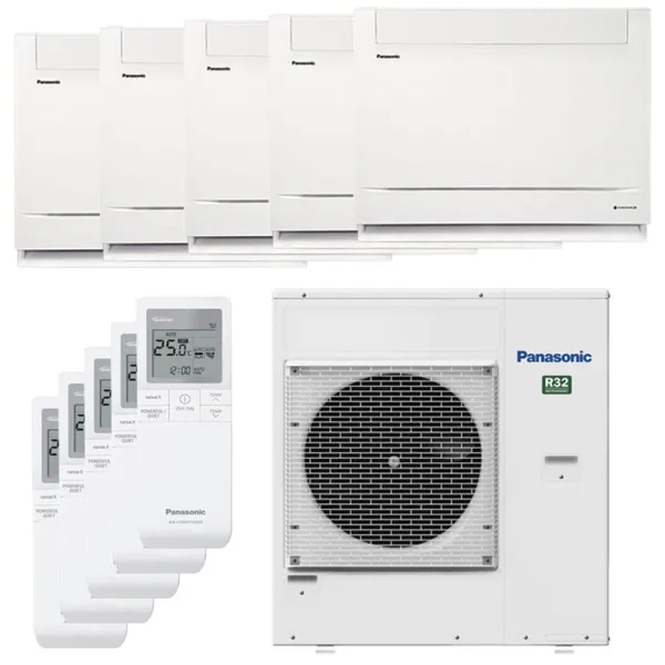 Penta split PANASONIC Console UFE CU-5Z90TBE 9kW tailles 20 + 25 + 25 + 25 + 35 CS-MZ20UFEA + CS-Z25UFEAW (x3) + CS-Z35UFEAW