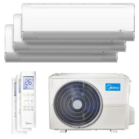 Climatiseur tri split Midea Breezeless + 8kW M3OA-27HFN8-Q tailles 25 + 25 + 25 MSFAAU-09HRFN8B (x3)