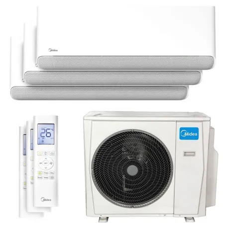 Climatiseur tri split Midea Breezeless E 10.5kW M4O-36FN8-Q tailles 25 + 25 + 50 MSCB1BU-09HRFN8 (x2) + MSCB1CU-18HRFN8