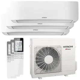 Tri split HITACHI AirHome 400 RAM-G68N3HAE 6.8kW Tailles 25 + 25 + 25 WiFi RAK-DJ25RHAE (x3) PAC air-air