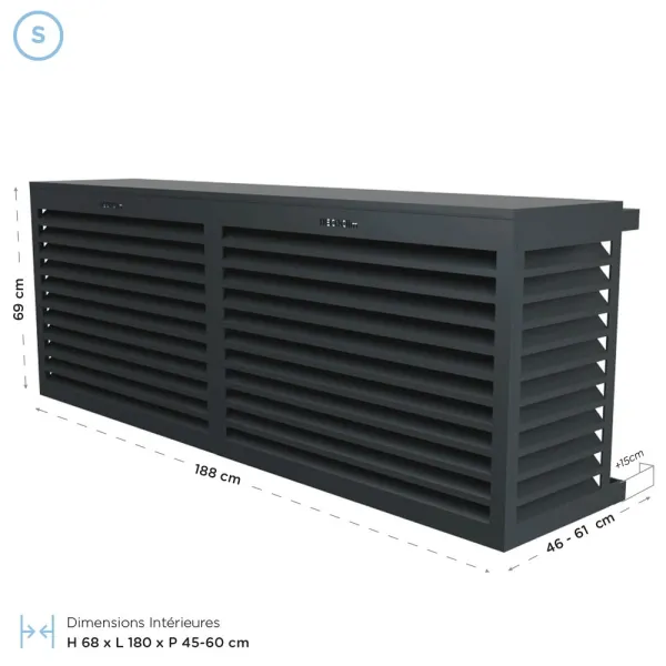 Cache climatisation modèle double latéral en Alu RAL 7016 Gris Anthtracite