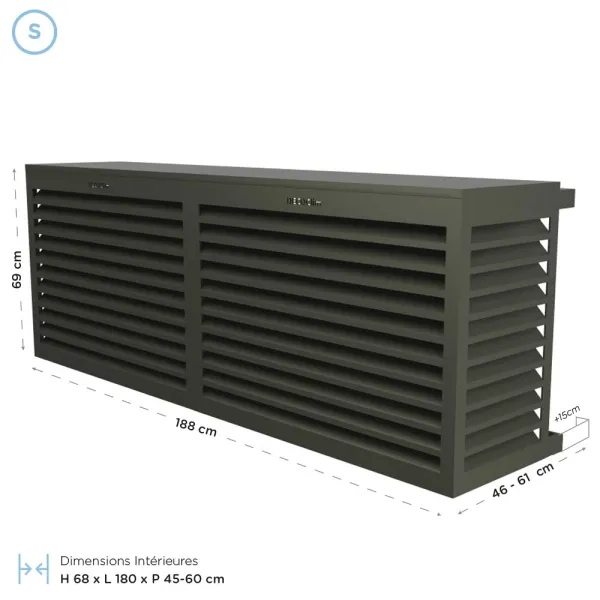 Cache climatisation modèle double latéral en Alu RAL 7022 Gris terre d'ombre