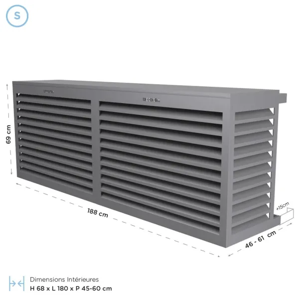 Cache climatisation modèle double latéral en Alu RAL 7037 Gris Poussière