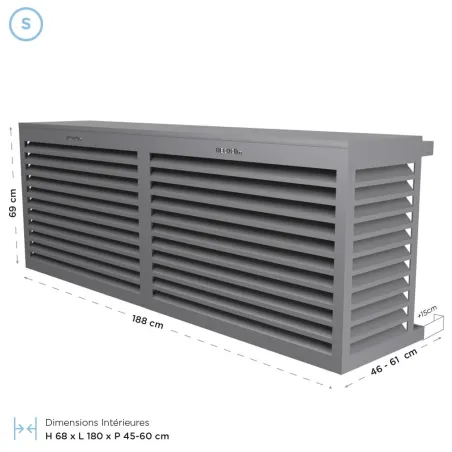 Cache climatisation modèle double latéral en Alu RAL 7037 Gris Poussière