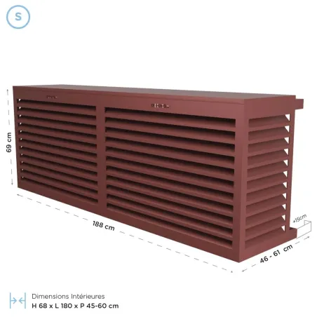 Cache climatisation modèle double latéral en Alu RAL 8012 Brun Rouge