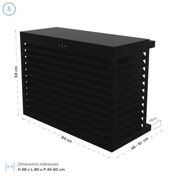 Cache climatisation en Alu RAL 9005 Noir Foncé