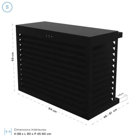 Cache climatisation en Alu RAL 9005 Noir Foncé