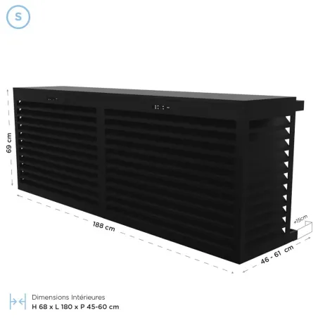 Cache climatisation modèle double latéral en Alu RAL 9005 Noir Foncé