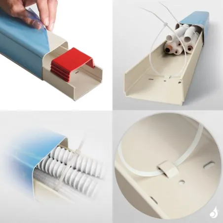 Goulotte climatisation Artiplastic CANALSPLIT couleur Ivoire Longueur 2 mètres