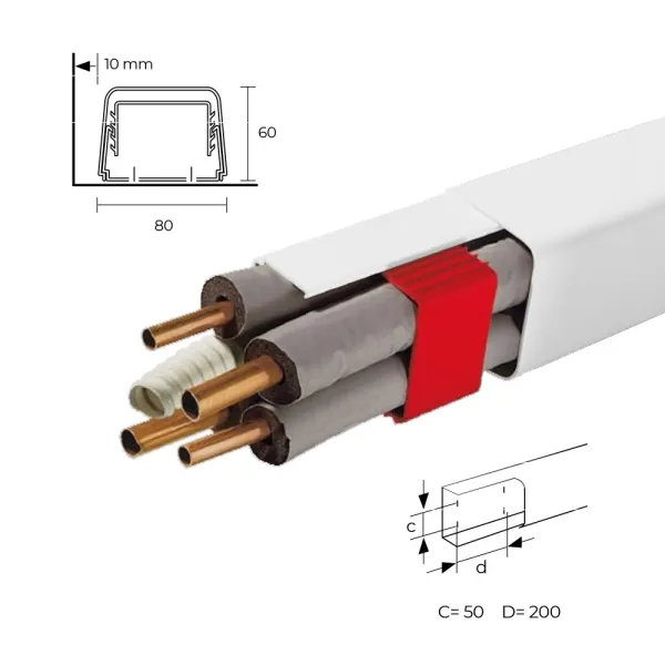 Goulotte climatisation Artiplastic CANALSPLIT couleur Blanc Longueur 2 mètres