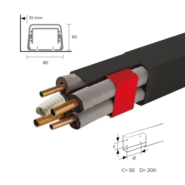 Goulotte climatisation Artiplastic CANALSPLIT couleur Gris Anthracite Longueur 2 mètres