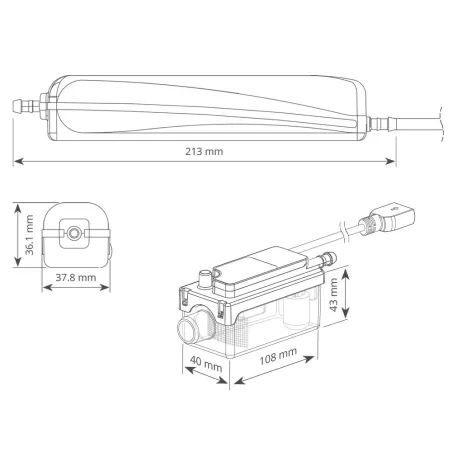Pompe de relevage ASPEN Mini Aqua Silence + débit 35 L/h pompe bi-bloc pour climatiseur