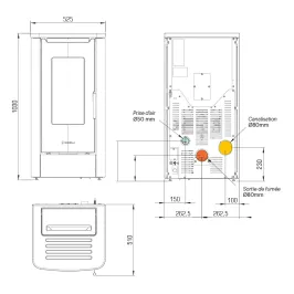 Poêle à granulés étanche Ravelli Easy 9 Puissance 9kW Sortie Fumée Postérieure 2