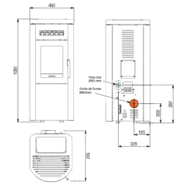 Poêle à granulés étanche Ravelli Dual 9 Puissance 9kW Sortie Fumée Postérieure 2
