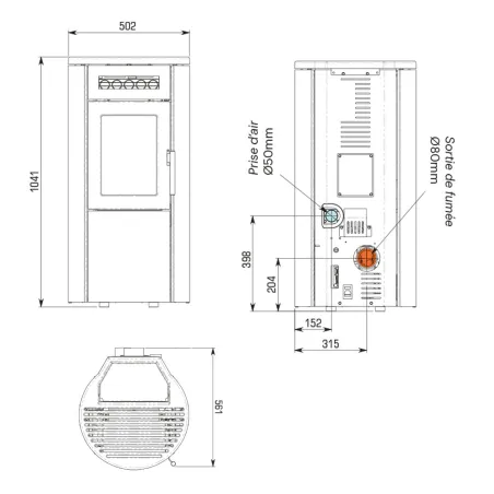 Poêle à granulés étanche Ravelli Dual 7 Puissance 7kW Sortie Fumée Postérieure