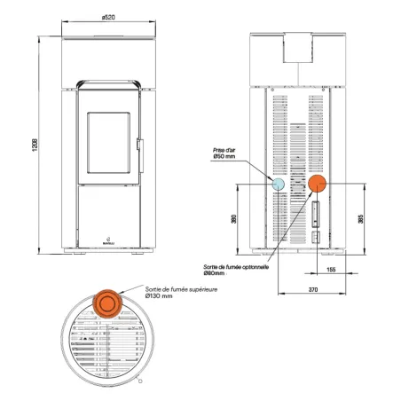 Poêle à granulés ventilé Ravelli Circular 7 Puissance 7kW A++