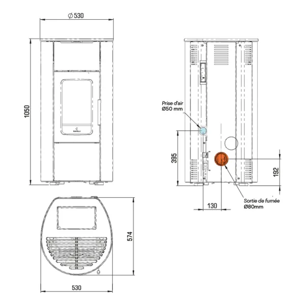 Poêle à granulés étanche Ravelli Flexi 7 Puissance 7kW WiFi Sortie Fumée Postérieure