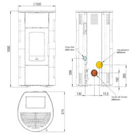 Poêle à granulés canalisable Ravelli Flexi 9 Puissance 9kW Sortie Fumée Postérieure 2
