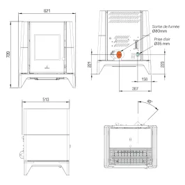 Poêle à granulés Ravelli Aria Puissance 6kW Sortie Fumée Postérieure 2