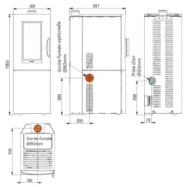 Poêle à granulés étanche Ravelli Alfa S Puissance 7kW Sortie Fumée Supérieure 2