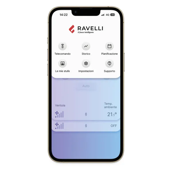 Poêle à granulés étanche Ravelli Hoop 7 Puissance 7kW WiFi Sortie Fumée Supérieure