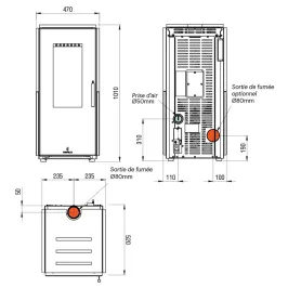 Poêle à granulés étanche Ravelli Block 9 Puissance 9kW WiFi Sortie Fumée Supérieure 2