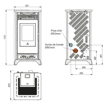 Poêle à granulés ventilé Ravelli RV 110 Puissance 11.5 kW Sortie Fumée Postérieure