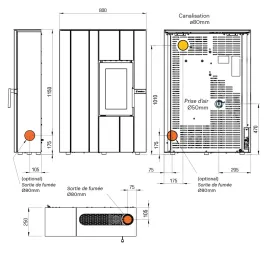 Poêle à granulés canalisable Ravelli Line Puissance 9kW WiFi Sortie Fumée Supérieure 2