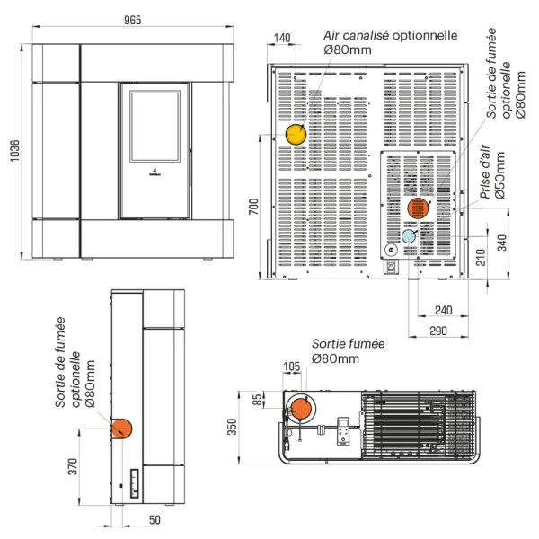 Poêle à granulés étanche Elettra Puissance 8.9kW A+