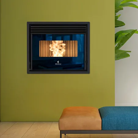 Insert à granulés ventilé Ravelli RBV 7010 Compact Puissance 10.2kW Sortie Fumée Supérieure