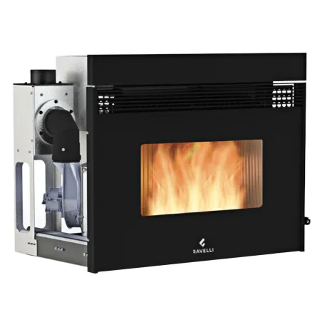 Insert à granulés ventilé Ravelli RBV 8010 Puissance 10.2kW Sortie Fumée Supérieure