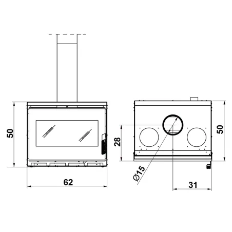 Insert à bois Ravelli Apollo Puissance 10kW Sortie Fumée Supérieure
