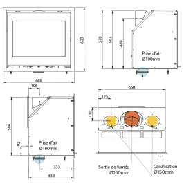 Cheminée à bois Ravelli Ercole Puissance 8kW Sortie Fumée Supérieure 2
