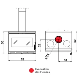 Insert à bois Ravelli Atlas Puissance 12kW Sortie Fumée Supérieure 2