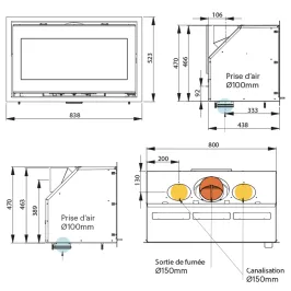 Cheminée à bois Ravelli Zeus Puissance 7kW Sortie Fumée Supérieure 2