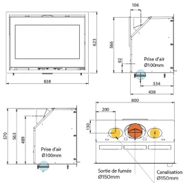 Cheminée à bois Ravelli Ermes Puissance 9kW Sortie Fumée Supérieure 2