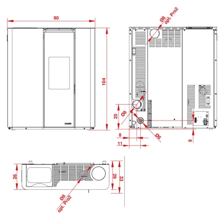 Poêle à pellets hermétique Palazzetti Scarlet TC 6 Puissance 6kW