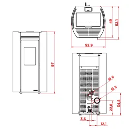 Poêle à granulés Palazzetti Ecofire Flo 9 Puissance 9kW Sortie Fumée Postérieure 2