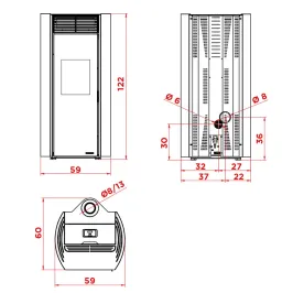 Poêle à granulés canalisable Palazzetti Clelia TC 12 US Pro 2 Puissance 12kW Ecofire Sortie Fumée Coaxiale Ø8/13cm 2