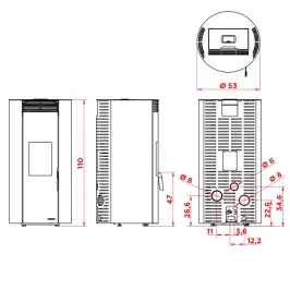 Poêle à granulés étanche Palazzetti Ecofire Emily TC 9 Puissance 9kW Sortie Fumée Postérieure 2