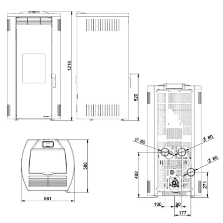Poêle à granulés Palazzetti Ecofire Giorgia 12 Puissance 12.2kW Sortie Fumée Postérieure