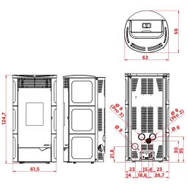 Poêle à granulés étanche Palazzetti Ecofire Nadine TC 13 Puissance 13.2kW Sortie Fumée Postérieure 2