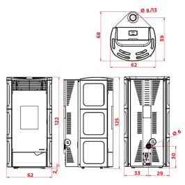Poêle à granulés canalisable Palazzetti Ecofire Nadine TC 12 US Pro 2 Puissance 12kW  Sortie Fumée Coaxiale Ø8/13cm 2
